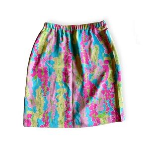 Vintage Lilly Pulitzer Silk Knee Length Skirt Multicolor Size 6